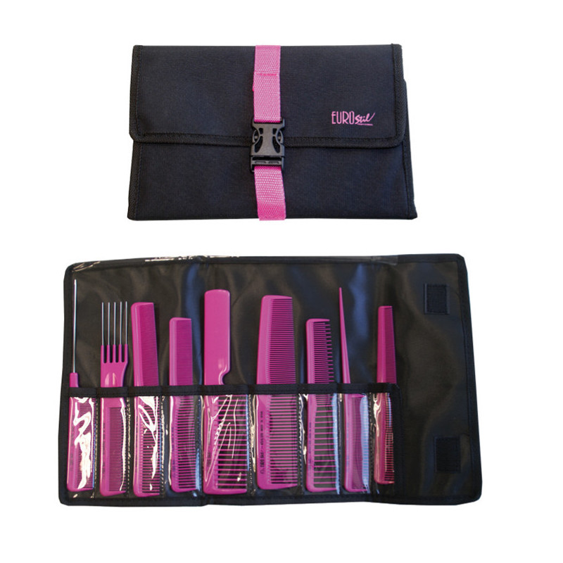 - EUROSTIL - Estuche 9 peines colores con cierre