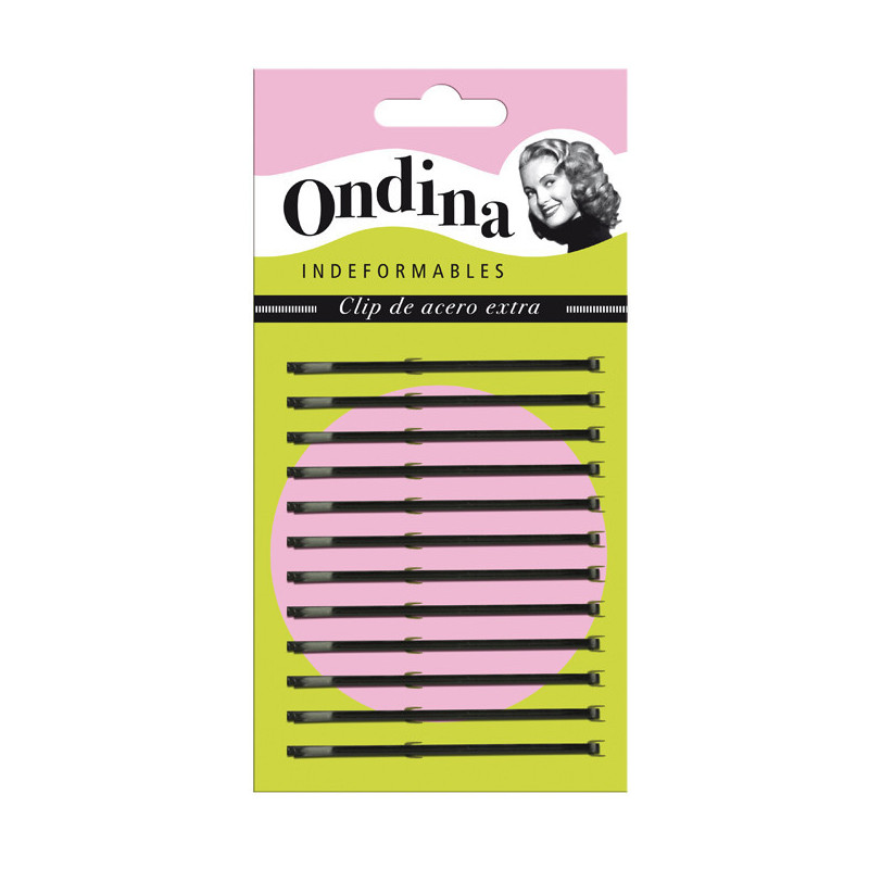 - EUROSTIL - Cartón 12 unidades Clips negro Ondina 55 mm