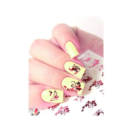 - POSTQUAM - Pegatinas Nail Art Stickers Red Flowers
