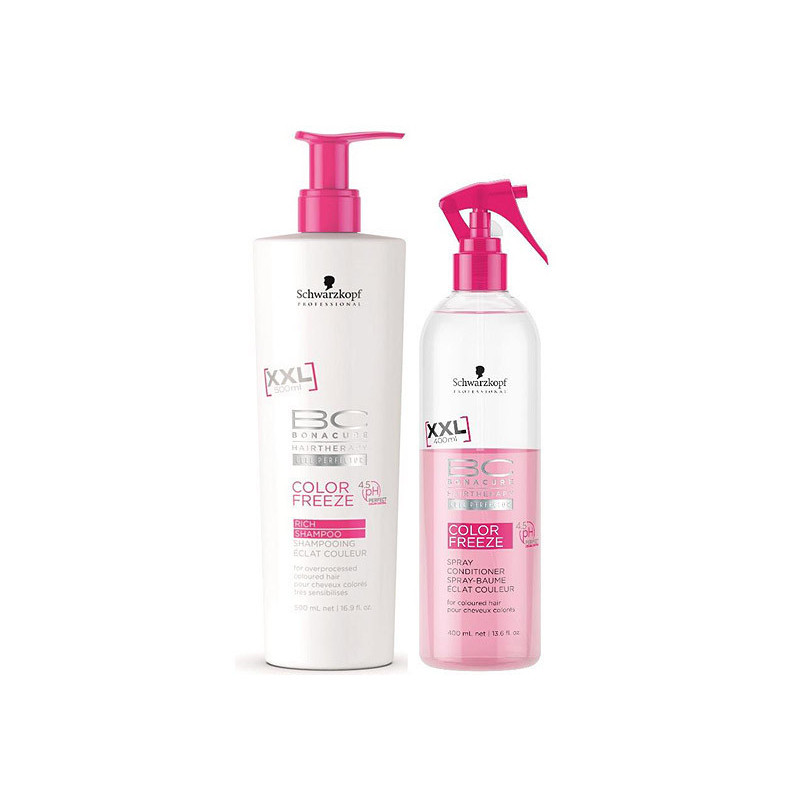 - SCHWARZKOPF - Pack Color Freeze XXL ( Champú sin sulfatos 500 ml + Spray Acondicionador 400 ml)