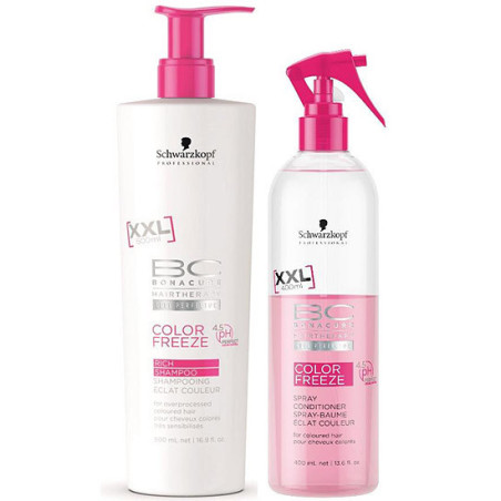 - SCHWARZKOPF - Pack Color Freeze XXL ( Champú sin sulfatos 500 ml + Spray Acondicionador 400 ml)