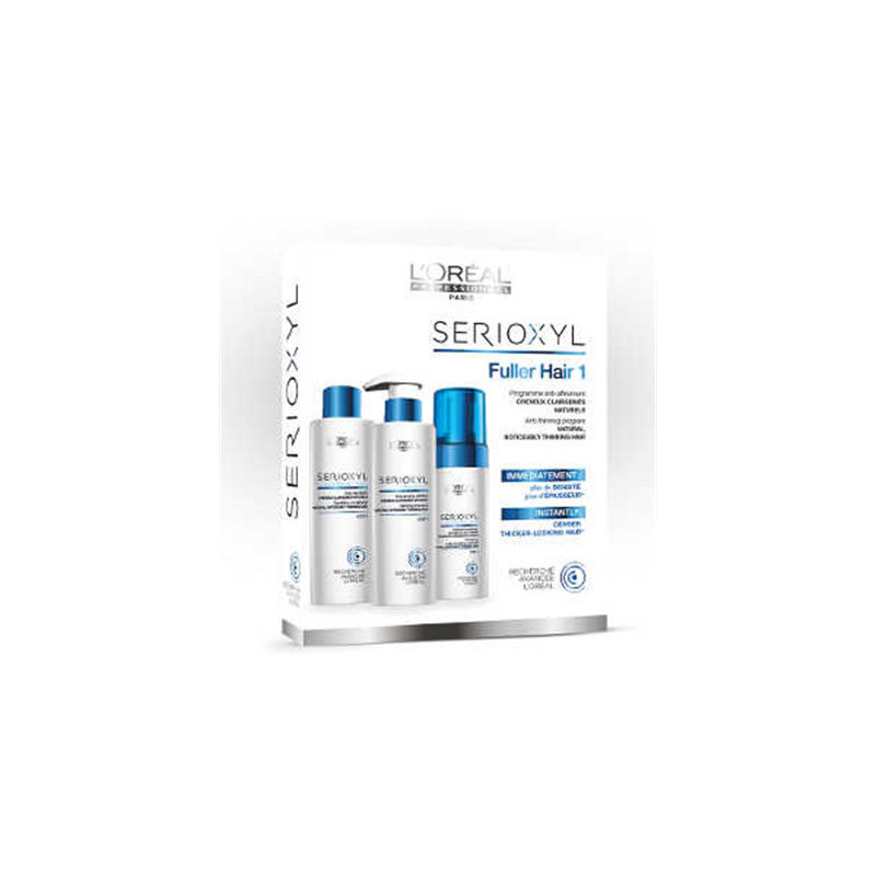 - L´OREAL - Pack SERIOXYL anticaída Cabellos Naturales (champú 250 ml + acondicionador 250 ml + tratamiento 125 ml)