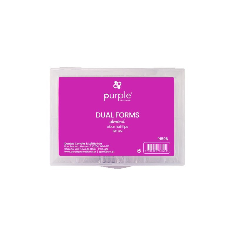 - PURPLE - Tips para Uñas Dual Forms ALMOND Clear 120 unidades